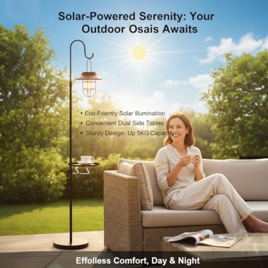 Solar Floor Lamp with Table, 6 - Outdoor Lighting Lamps 评论和价格