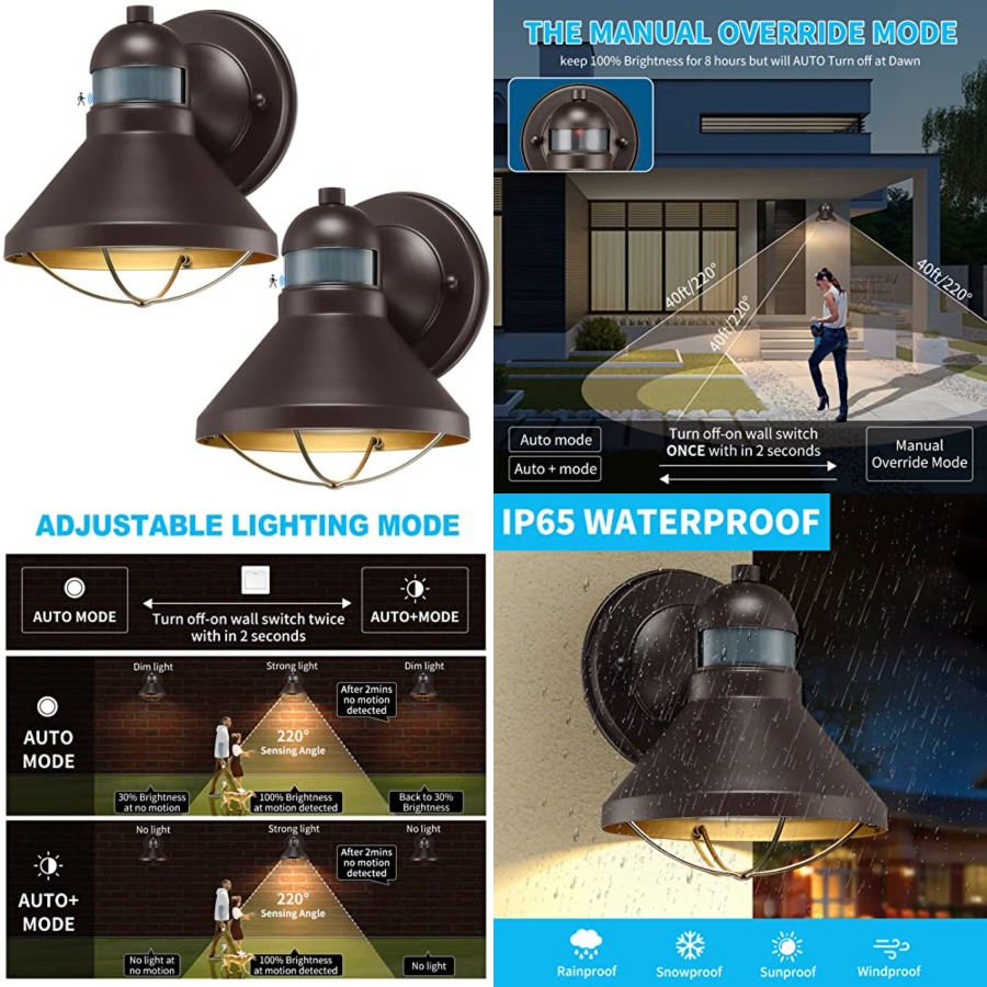 2 Pack Motion Sensor Outdoor L - Lighting Fixture Outdoor 评论和价格
