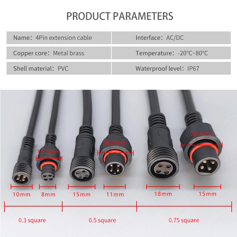 Male Famale Plug Cable 4Pin Wa - Outdoor Lighting Wire Connectors 评论和价格