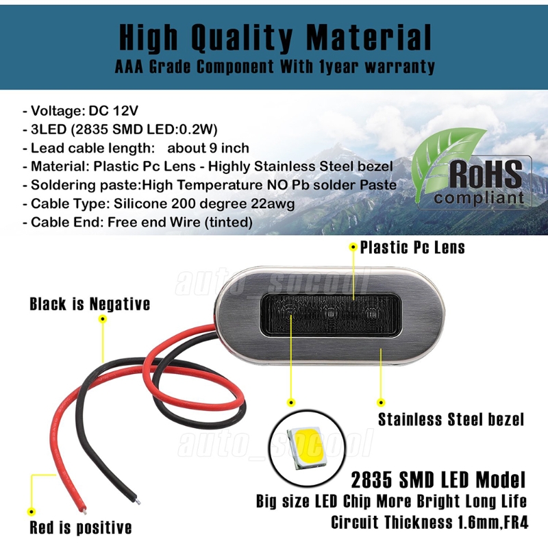 4 Pack 12V Boat Courtesy Light - Deck Step Light 评论和价格