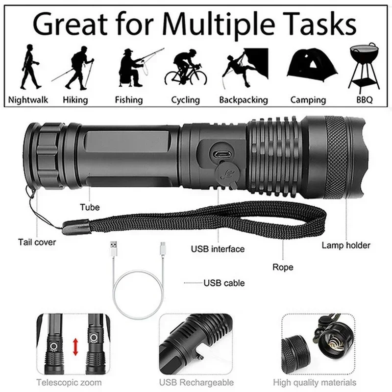 High Power XHP70 Led Flashligh - Outdoor Lighting Setup 评论和价格